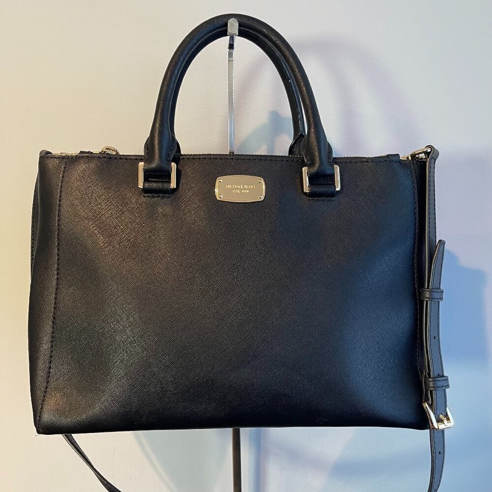 MICHAEL Michael Kors Saffiano Leather Satchel, Black - Preowned